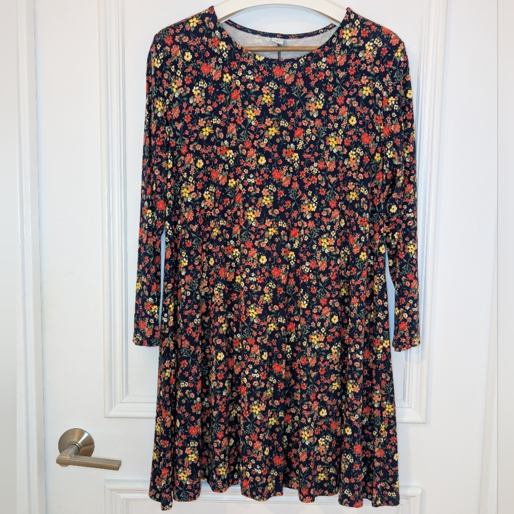 Old Navy Long Sleeve Swing Dress - Navy Floral